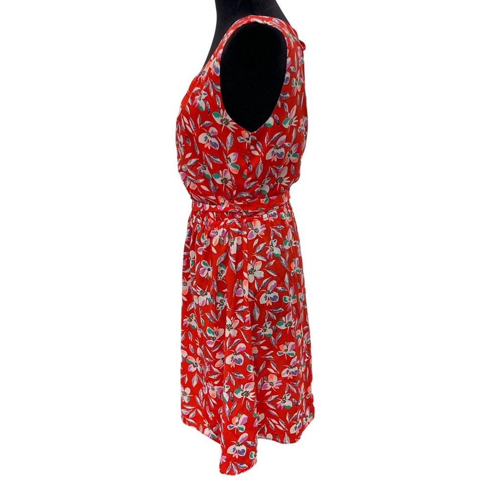 Gap Red Floral Sleeveless Cutout Back Fit and Flare Mini Dress Small - Picture 2 of 7